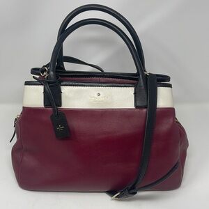Kate Spade Black White Maroon Tote Convertible Satchel